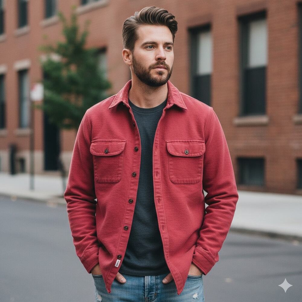Wallace & Barnes J. CREW Work Shirt Men's M Button Down Heavy Cotton Flannel Red